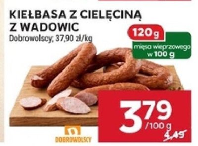 Kiełbasa z cielęcina z wadowic Dobrowolscy promocja w Stokrotka