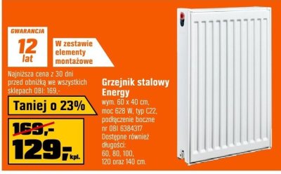 Grzejnik stalowy Energy Rho promocja w OBI