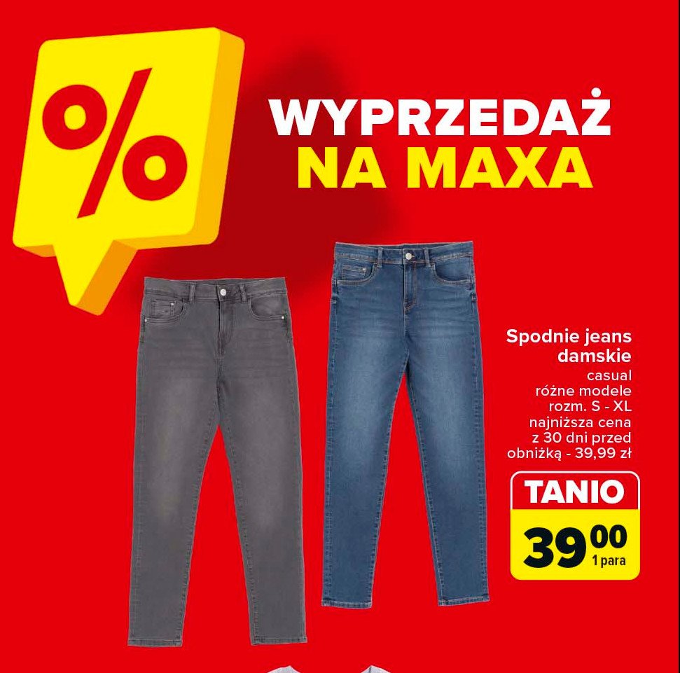 Spodnie jeans damskie rozm. s-xl promocja w Carrefour Market