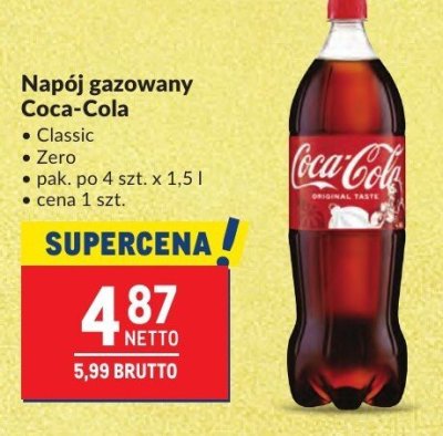 Napój gazowany Coca-Cola Classic, Zero promocja w Makro