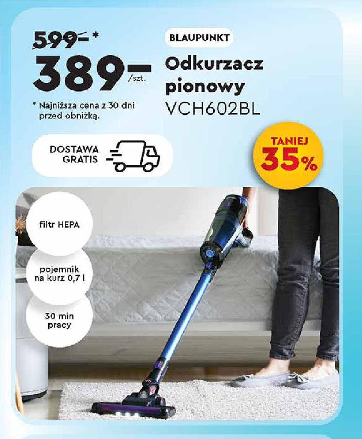 Odkurzacz pionowy vch602bl Blaupunkt promocja