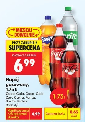 Napój gazowany Kinley 1,75l promocja w Biedronka