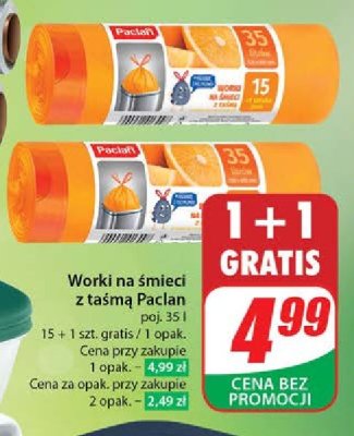 Worki na 艣mieci z ta艣m膮 35 l pomara艅czowe Paclan promocja