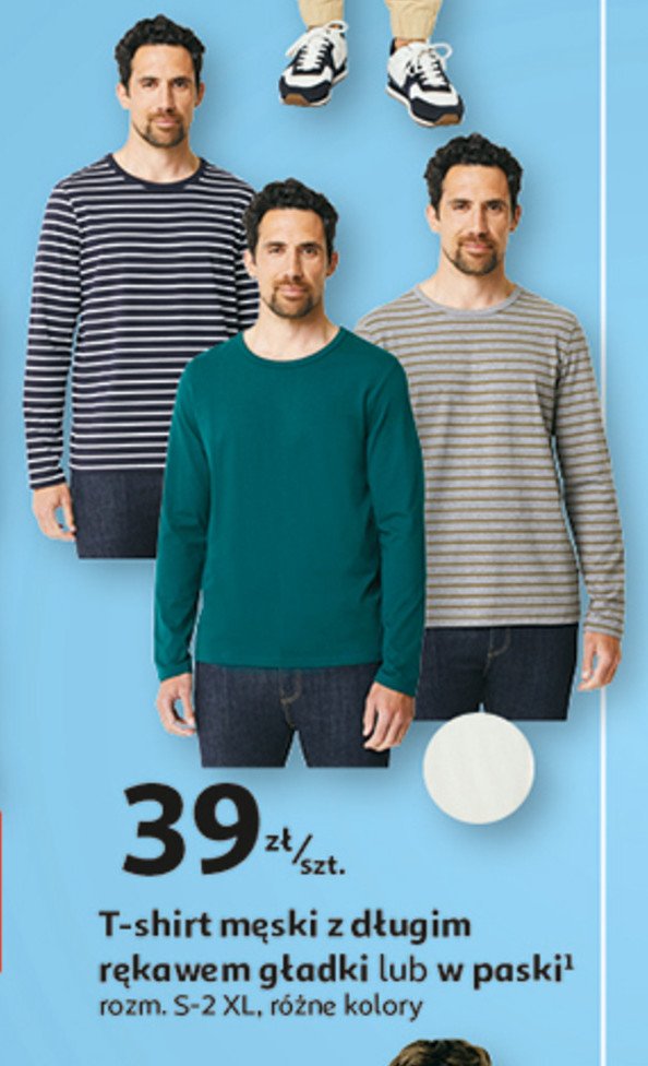 T-shirt m臋ski z d艂ugim r臋kawem paski rozm. s-2xl Auchan inextenso promocja
