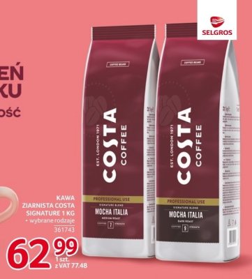Kawa ziarnista Costa Signature 1 kg promocja w Selgros