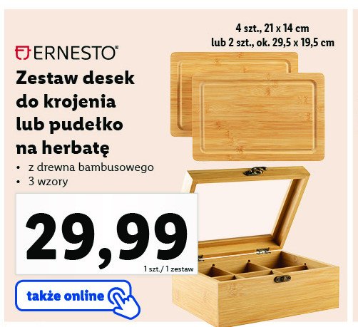 Pude艂ko drewniane na herbat臋 21 x 9 x 16 cm Ernesto promocja