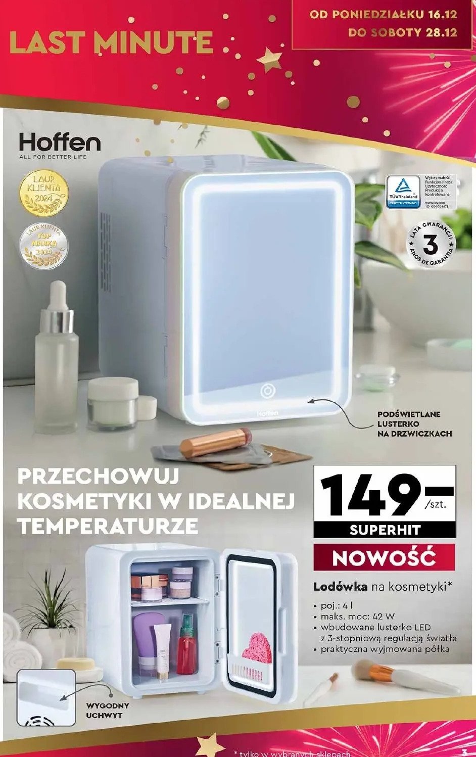 Lodówka na kosmetyki 4 l Hoffen promocja w Biedronka