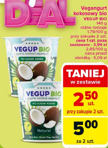 Jogurt kokosowy naturalny Vegup bio promocja