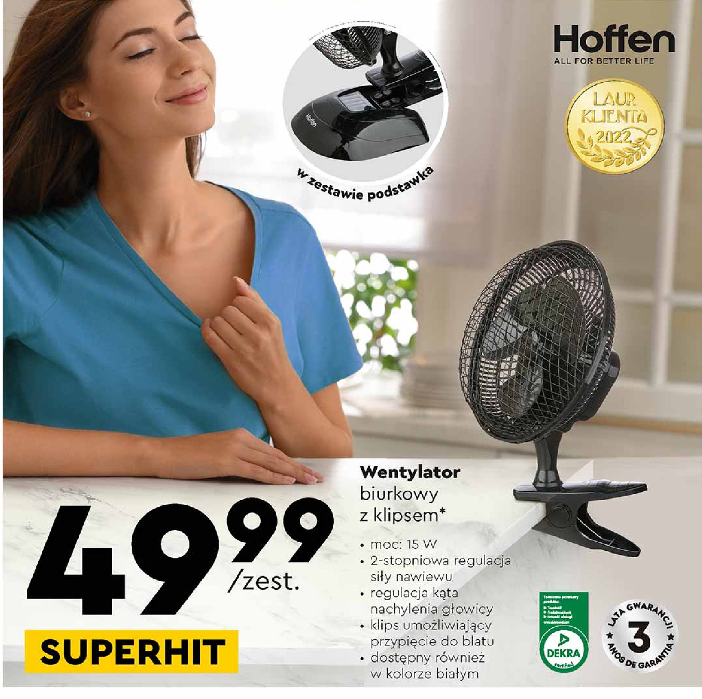 Wentylator biurkowy z klipsem Hoffen promocja