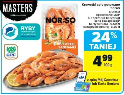Krewetki całe gotowane Norso promocja