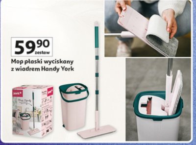 Mop płaski wyciskany z wiadrem Handy York promocja w Auchan