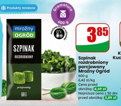 Szpinak rozdrobniony porcjowany Mroźny Ogród promocja w Dino