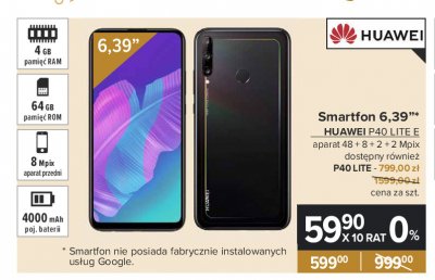 Smartfon p40 lite e Huawei promocja