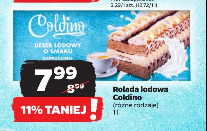 Rolada lodow o smaku waniliowym i cappuccino Coldino promocja