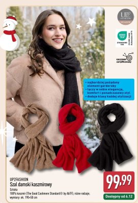 Szal damski kaszmirowy UP2FASHION promocja w Aldi