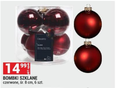 Bombki szklane czerwone, śr. 8 cm, 6 szt. promocja w Merkury Market
