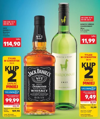 Bourbon JACK DANIEL'S 40% alk. 1 l butelka promocja w Kaufland