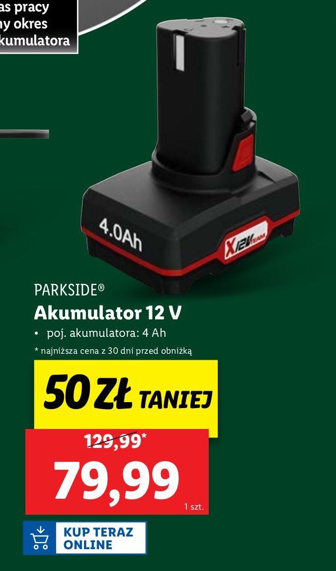 Akumulator 12 v 4ah Parkside promocja w Lidl