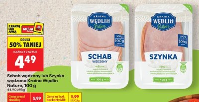 Schab wędzony lub Szynka wędzona Kraina Wedlin Nature 100 g promocja w Biedronka