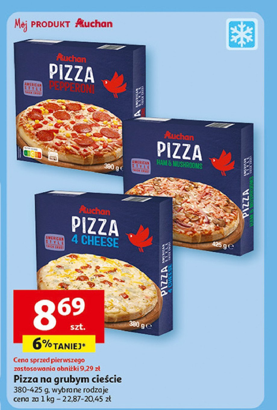 Pizza z szynk膮 i pieczarkami Auchan promocja