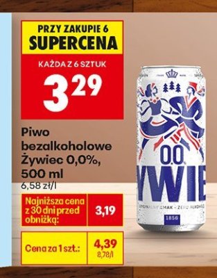 Piwo bezalkoholowe Żywiec 0,0%, 500 ml promocja w Biedronka