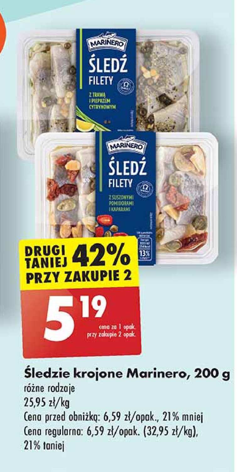 Śledzie krojone z suszonymi pomidorami Marinero promocja