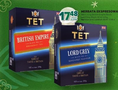 Herbata ekspresowa TET British Empire Black, Lord Grey Black promocja w Stokrotka