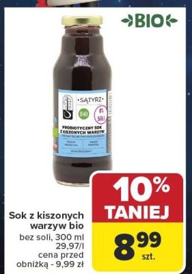 Sok z kiszonych warzyw bio bez soli 300 ml promocja w Carrefour