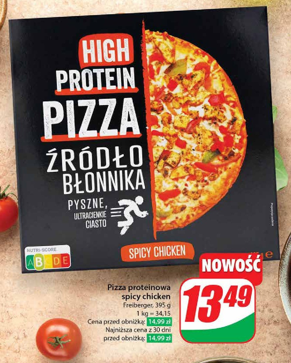 Pizza proteinowa spicy chicken FREIBERGER promocja w Dino