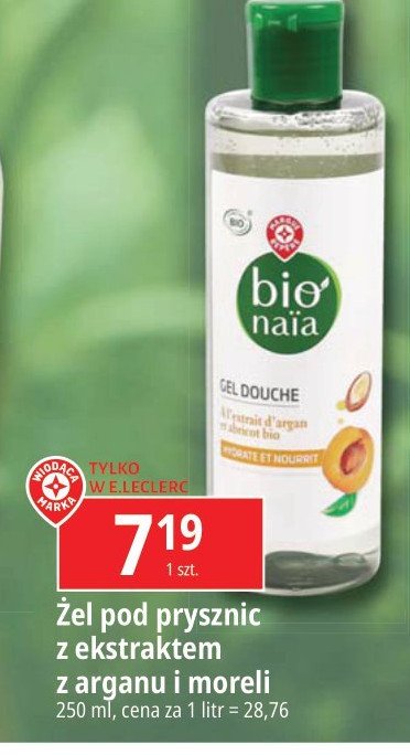 Żel pod prysznic argan i morela Wiodąca marka bio naia promocja