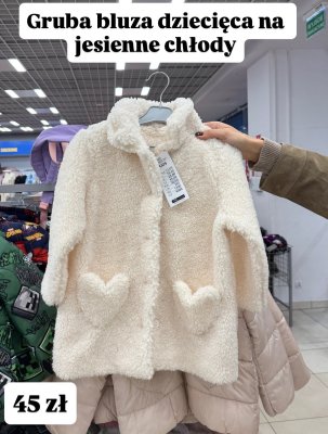 Bluza dziecięca pluszowa kremowa promocja w Pepco