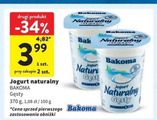 Jogurt naturalny łagodny smak Bakoma naturalny promocja