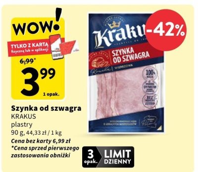 Szynka od szwagra plastry 90 g promocja w Intermarche