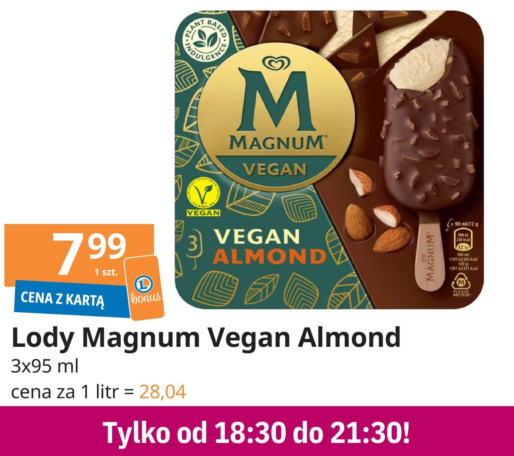 Lód almond Algida magnum vegan promocja