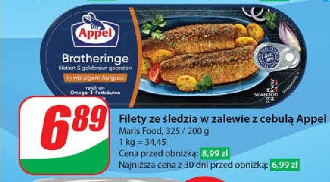 Filety śledziowe w zalewie z cebulą APPEL promocja w Dino
