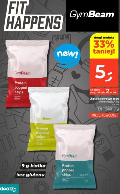 Chipsy białkowe Gym Beam różne rodzaje promocja w Dealz