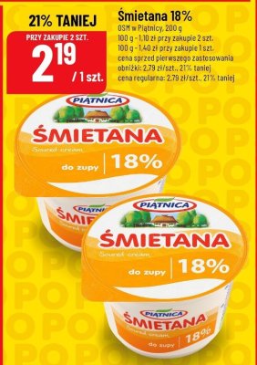 Śmietana 18% do zupy Piątnica promocja w POLOmarket