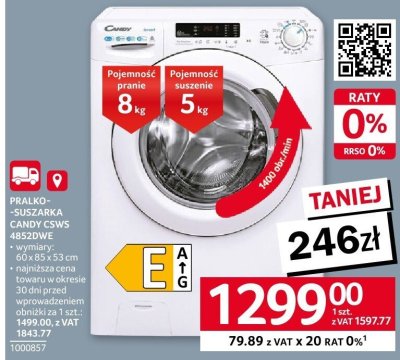 Pralko-suszarka CANDY CSWS 48520WE promocja w Selgros