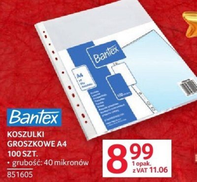 Koszulki groszkowe A4 100 szt. Bantex promocja w Selgros