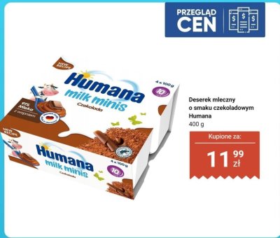 Deserek mleczny o smaku czekoladowym Humana promocja w Dino