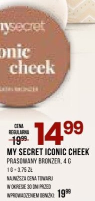 Kosmetyki do makijażu MY SECRET ICONIC CHEEK proszowany bronzer promocja w Drogerie Natura