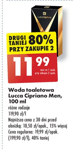 Woda toaletowa LUCCA CIPRIANO AQUA MEN promocja w Biedronka