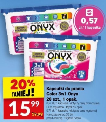 Kapsułki do prania Color 3w1 Onyx 28 szt., 1 opak. promocja w Twój Market