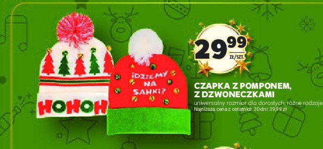 Czapka z pomponem i dzwoneczkami promocja