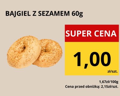 Bajgiel z sezamem 60g promocja w Supeco
