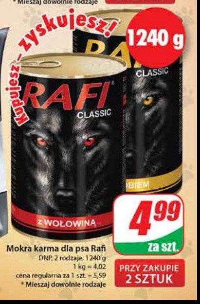 Karma dla psa z wołowiną Rafi classic promocje