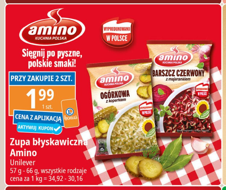 Zupa ogórkowa z koperkiem Amino promocja w Leclerc