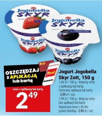 Jogurt Jogobella Skyr Zott różne rodzaje promocja w Twój Market