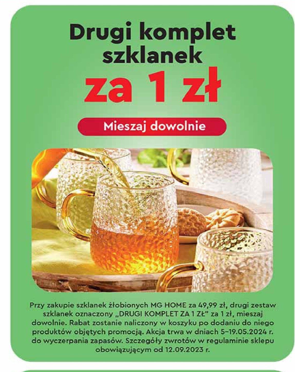 Szklanki żłobione Mg home promocja w Biedronka