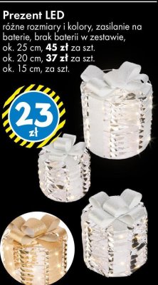 Prezent LED różne rozmiary i kolory, zasilanie na baterie, brak baterii w zestawie, ok. 25 cm promocja w Tedi